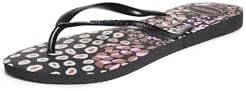 Havaianas Women's Slim Animals Sandals, Black/Pink Lemonade, 11-12 Medium US