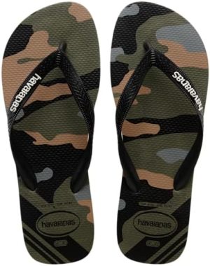 Havaianas Unisex Top Camo Sandal - Bold Print Flip Flops - Moss, 11/12W - 9/10M