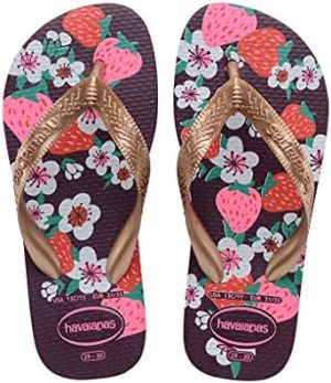 Havaianas Kid's Flores Sandal, Eggplant/Rose Gold, 9C Toddler M US